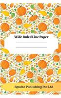 Pumpkin Fall and Thanksgiving Theme Wide Ruled Line Paper