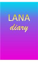 Lana: Journal Diary - Personalized First Name Personal Writing - Letter L Blue Purple Pink Gold Effect Cover - Daily Diaries for Journalists & Writers - J