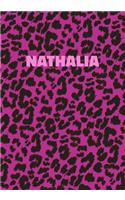 Nathalia: Personalized Pink Leopard Print Notebook (Animal Skin Pattern). College Ruled (Lined) Journal for Notes, Diary, Journaling. Wild Cat Theme Design wi