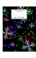 Unruled Composition Notebook. 8 X 10. 120 Pages. Winter and Christmas Time: Christmas Holiday Season Notebook. Colorful Snowflakes Snow Crystals on Christmas Nigh Sky Cover.