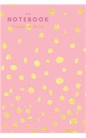 Pink Notebook: Journal Dotted Pages, Grid Paper, Gold Polka Dots