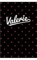 Valerie Personal Notebook / Journal: Personalized First Name Diary & Writing Notebook for Girls and Women with the First Name Valerie 6x9 Lined Notebook Pink Stars Pattern Black Edition