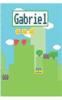Gabriel: Personalized Named Gamer Journal Notebook Cool 8 Bit Platform Game Cover for Boy's and Men Lined Pages