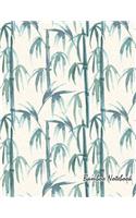 Bamboo Notebook: Green Leaves, Bamboo Watercolor, Watercolor Notebook, Composition Book, Journal, 8.5 x 11 inch 110 page, Wide Ruled