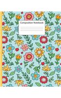 Composition Notebook: Wide College Ruled Paper - Sun Flower Pattern