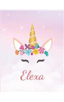 Elexa: Personalized Unicorn Sketchbook For Girls With Pink Name - Girls Customized Personal journal/ blank book - 8.5x11 110 Pages Doodle Sketch Create- cu