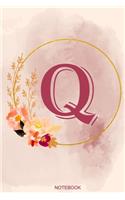 Q Notebook: Journal Notebook with one Letter - White unique Softcover Design - Cute gift for Women and Girls - 6" x 9" Dot Grid - Journal, Notebook, Diary, Comp
