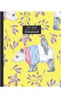 Dot Grid Notebook: Dotted Grid Notebook/Journal - Bird and Panda Friends - 100 Pages - 7.5" x 9.25" - Children Kids Girls Teens Women - Perfect For School