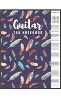 Guitar Tab Notebook: Blank 6 Strings Chord Diagrams & Tablature Music Sheets with Feathers Themed Cover