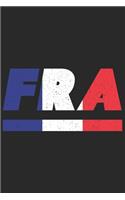 Fra: Frankreich Notizbuch mit karierten 120 Seiten in weiß. Notizheft mit der französischen Flagge