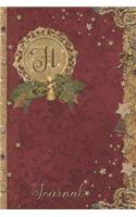 H Journal: Vintage Christmas Initial H Monogram Notebook: Journal Style Blank Lined Cream Paper Decorated Interior