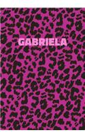 Gabriela: Personalized Pink Leopard Print Notebook (Animal Skin Pattern). College Ruled (Lined) Journal for Notes, Diary, Journaling. Wild Cat Theme Design wi