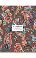sketchbook magic lover: Flower on brown cover (8.5 x 11) inches 110 pages, Blank Unlined Paper for Sketching, Drawing, Whiting, Journaling & Doodling(3 Flower on Brown Sketchbook)