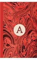 Monogram a Marble Notebook (Regency Red Edition): Blank Lined Marble Journal for Names Starting with Initial Letter a