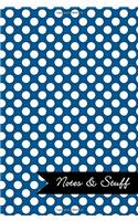 Notes & Stuff Lined Notebook With Oxford Blue Polka Dot Pattern Cover