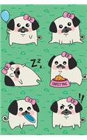 Journal Notebook For Dog Lovers Pug Life - Green: 110 Page Lined and Numbered Journal With Index Pages In Portable 6 x 9 Size, Perfect For Writing, Taking Notes, List Making, Journaling and Doodling(48 My Favorite Lined Journal)