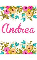 Andrea: Personalised Andrea Notebook/Journal For Writing 100 Lined Pages (White Floral Design)