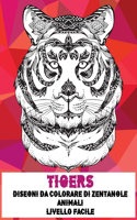Disegni da colorare di Zentangle - Livello facile - Animali - Tigers