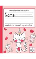 Draw and Write Story Journal Grades K-2 Primary Composition Book: Bellow Drawing Space Extra Large Handwriting Lines Papers