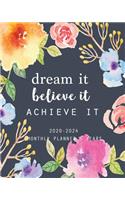 2020-2024 Monthly Planner 5 Years-Dream It, Believe It, Achieve It