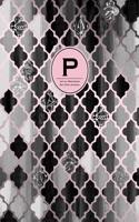 Initial P Monogram Journal - Dot Grid, Moroccan Black, White & Blush Pink: Classic Soft Cover