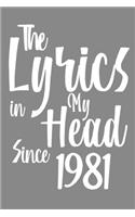 The Lyrics In My Head Since 1981 Notebook Birthday Gift: Blank Sheet Music Notebook / Journal Gift, 120 Pages, 6x9, Soft Cover, Matte Finish