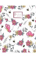 Sketchbook: Butterfly bee and flower Sketchbook for Girls: 110 Pages of 8.5"x 11" Blank Paper for Drawing, Doodling or Sketching(1 Butterfly Bee and Flower Sketchbook)