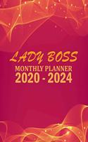 Lady Boss 2020-2024 Monthly Planner: Beautiful Red Wave 5 Year Monthly Organizer & Schedule Agenda with 60 Months Spread View Five Year Calendar with Notes