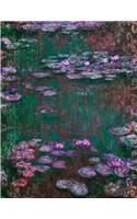 Notebook: Large Blank Sketchbook (Drawings/Sketches) Monet's Water Lilies Purple Contemporary Interpretation