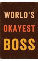 World's Okayest Boss Notebook Vintage: Funny Wide-Ruled Notepad for Managers