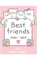 2020 Friendship Weekly Planner dated with to do notes: Cats Appreciation dated calendar with to do list & monthly friendship quotes