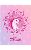 Aliza: Unicorn Large Blank Primary Handwriting Learn to Write Practice Paper for Girls - Creative Pink Purple Magical Horse Personalized Letter A Initial C