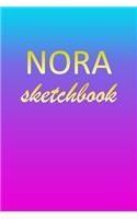Nora: Sketchbook - Blank Imaginative Sketch Book Paper - Pink Blue Gold Custom Letter N Personalized Cover - Teach & Practice Drawing for Experienced & As