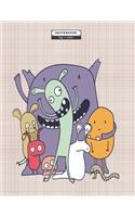 Notebook: Crazy monster on brown cover and Lined pages, Extra large (8.5 x 11) inches, 110 pages, White paper(3 Crazy Monster on Brown Notebook)