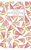 2018 - 2019 Academic Diary: Mid Year Planner 12 Months A5 Student Journal Horizontal Week to View Wo2p Watercolour Watermelon Slices Cover
