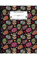 Sketch Book Name 100 pages Blank Framed 8.5 x 11 in.: Day of the Dead Sugar Skulls - El Dia de los Muertos Colorful Mexican Halloween Pattern Large Sketch Book Pad - Perfect Spanish sketching drawing to