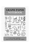 Graph Paper Notebook 1 CM. Gray Squares Size 8.5x11 Inches 120 Pages