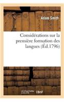 Considérations Sur Première Formation Langues, Et Différent Génie Langues Originales Et Composées