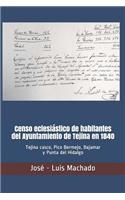 Censo eclesiástico de habitantes del Ayuntamiento de Tejina en 1840