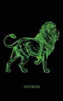 Lion Notebook: College Wide Ruled Notebook - Large (8.5 x 11 inches) - 110 Numbered Pages - Green Softcover