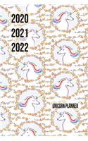 2020 2021 2022 Unicorn Planner: Colorful DatedUnicorn Weekly Planner Compact Handy Journal Notebook 7.44" x 9.69" 173 pages