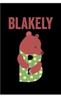 Blakely: Journal (Diary, Notebook) Personalized Custom Name Cute Alphabet Bear Birthday Gift for Girls