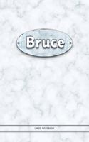 Bruce - Lined Notebook: College Ruled Blank Pages Plus Extra Date Neutral Calendar (12 Months) and Notepad Sketch Designs. Cover Print White Marble Background with Silver-I