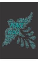 Peace: Notebook, Journal - Lined Paper - 120 Pages DIN A5 (6 x 9") - Notes, Drawings, Planer, Diary, Organization - Word Cloud Present