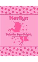 Marilyn Twinkles Star Bright: Personalized Draw & Write Book with Her Unicorn Name - Word/Vocabulary List Included for Story Writing