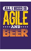 All I Need is Agile and Beer: Dark Purple, Yellow & Orange Design, Blank College Ruled Line Paper Journal Notebook for Project Managers and Their Families. (Agile and Scrum 6 x 9