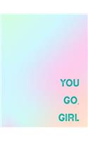 You Go, Girl.: Stunning Holographic Space White Pink Drawing Journal. Stars and Sky Dream Paper Artist Sketch Pad of 120 Pages, 8.5 by 11 Inches.