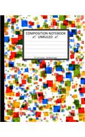 Unruled Composition Notebook 8" x 10". 120 Pages. Colorful Texture Squares