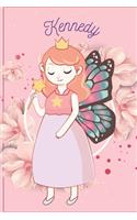 Kennedy: Fairy Princess - Personalized Blank Lined Journal Notebook Gift For Girls, Women