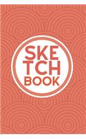 Sketchbook: The Awesome Creative Artists Drawing Doodling Sketching Book - 140 Blank Pages - Retro Fractal Circle Ring Pattern - Light Red